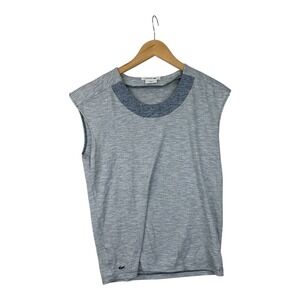 Lacoste Striped Sleeveless Blouse size 36 (2) Blue/Gray‎